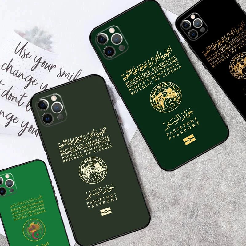 Custodia per telefono passaporto Algeria Algeria per iPhone 11 12 13 14 15 16 Pro Max Mini 14 15 16 Plus X XR XS Max 7 8 Cover