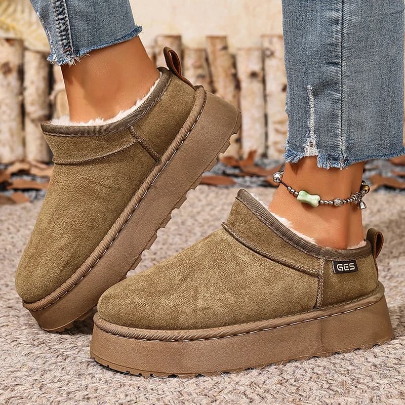 Caldi stivali da neve con plateau in peluche Donna Plus Size 36-43 Stivali invernali antiscivolo Donna Slip On Stivaletti in cotone con suola spessa Mujer