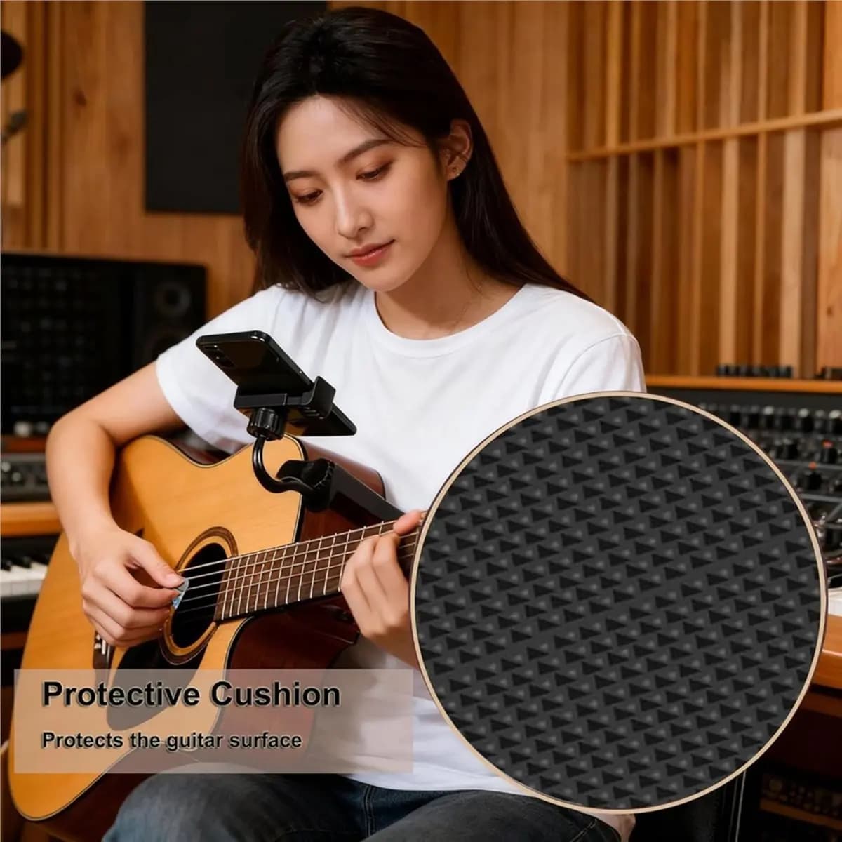 Supporto per Telefono A61P per Chitarra Elettrica, Supporto Regolabile e Girevole per Chitarre, Ukulele, Supporto Musicale per Registrazione Video