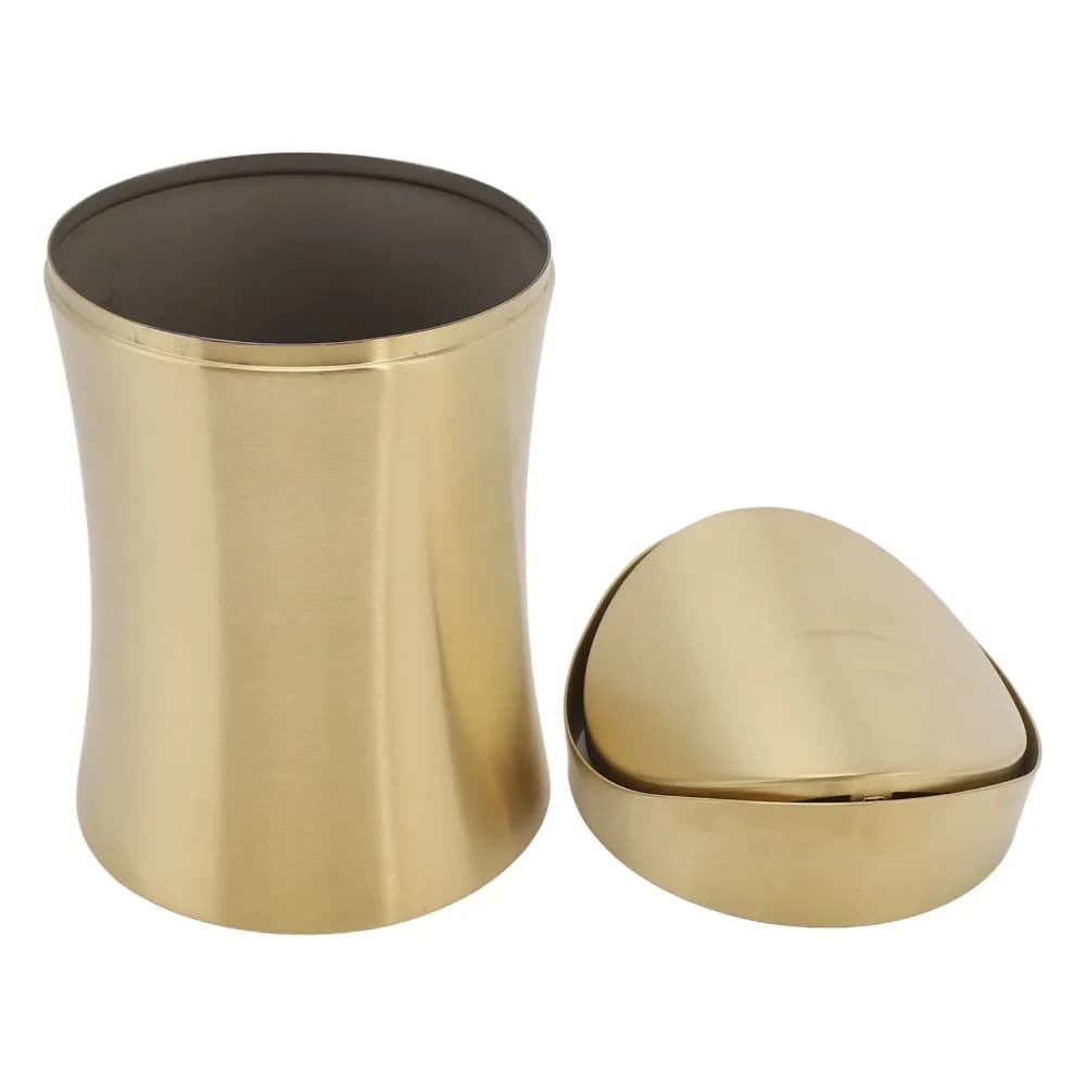 Reusable 304 Stainless Steel Countertop Trash Can 1.5 L With Lid Desktop Waste Bin Gold Tiny Waste Basket Kitchen