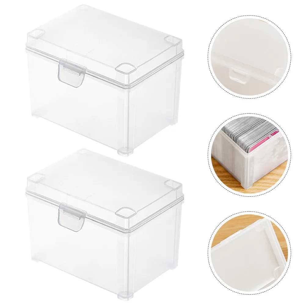 2 scatole porta carte in plastica di dimensioni compatte per la conservazione di carte da collezione, biglietti da visita, carte dei tarocchi, piccola scatola portaoggetti riutilizzabile