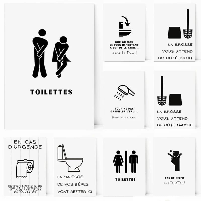 Poster e Stampa su Tela con Simboli per Lavanderia e Bagno, Guida alle Macchie, Decorazione Murale per Toilette e Bagno