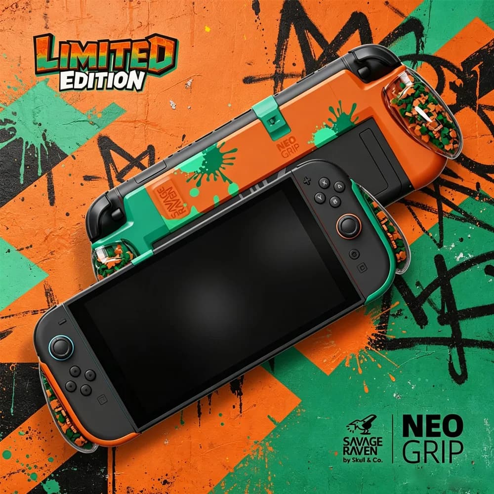 Savage Raven by Skull & Co. FissionGrip For Switch 2 Case Revolutionary Split Protective Case with Replaceable Ergonomic Grip