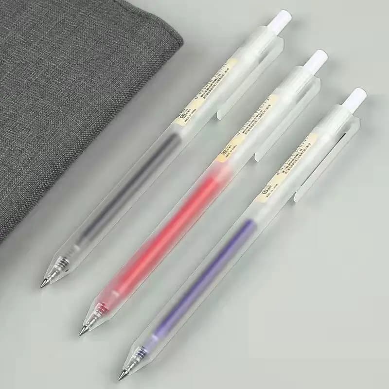 Premere la penna neutra Penna bianca opaca 0,5 mm Penna a pennello per domande per esame studente Penna a sfera trasparente stile Ins ad alto valore