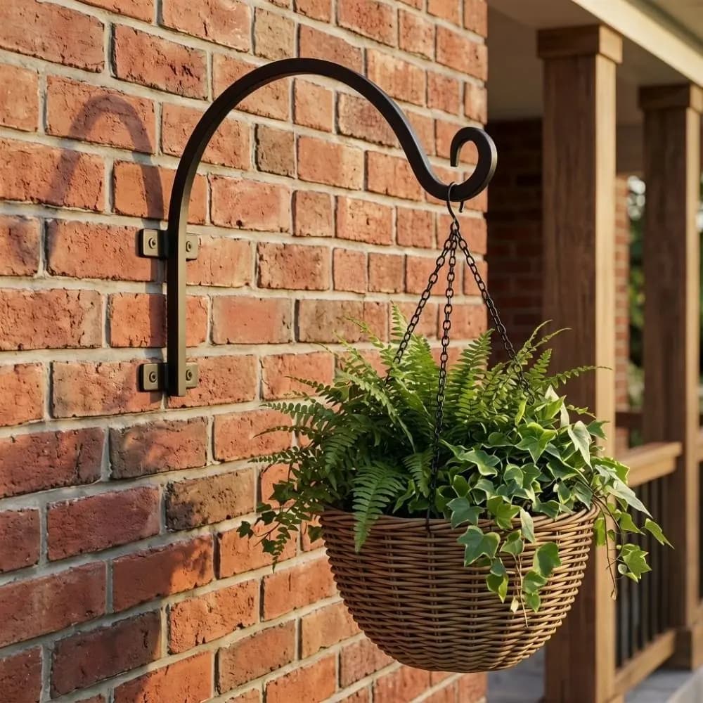 Heavy Duty Plant Hangers Iron 12/16In Hanging Plant Brackets Curved Hook Versatile Outdoor Wall Mount Flower Baskets