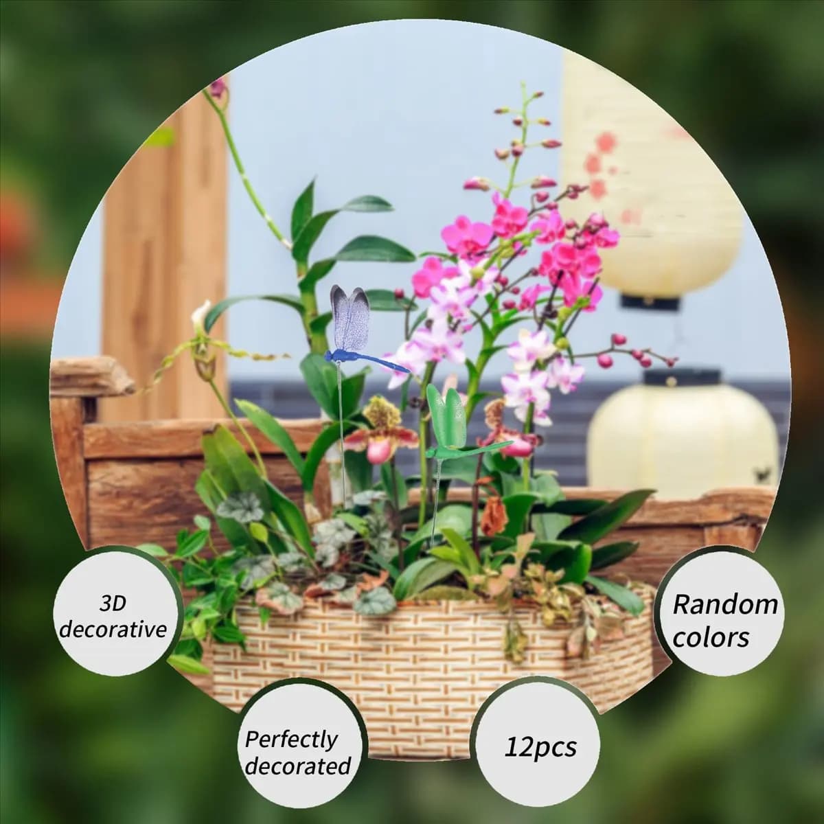 KSOL 12 Pezzi Decorazioni da Giardino a Forma di Libellule e Farfalle Artificiali, Pali Decorativi per Esterni, Bastoncini per Piante e Prato