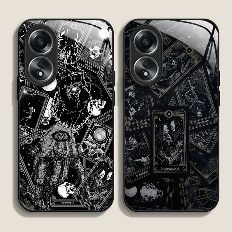 Cover per telefono in vetro temperato con stampa Tarocchi Gotici Vintage per OPPO Realme 14 13 12 11 10 Pro Plus GT Neo 3 2 X7 Pro 5G