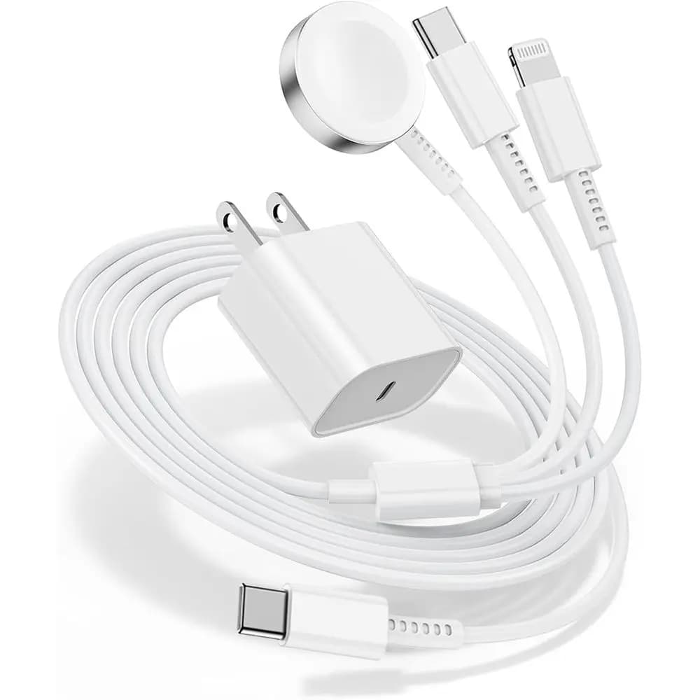 Cavo Multi-Porta 3-in-1 con USB-C da 20W, Compatibile con Serie Watch e Modelli iPhone