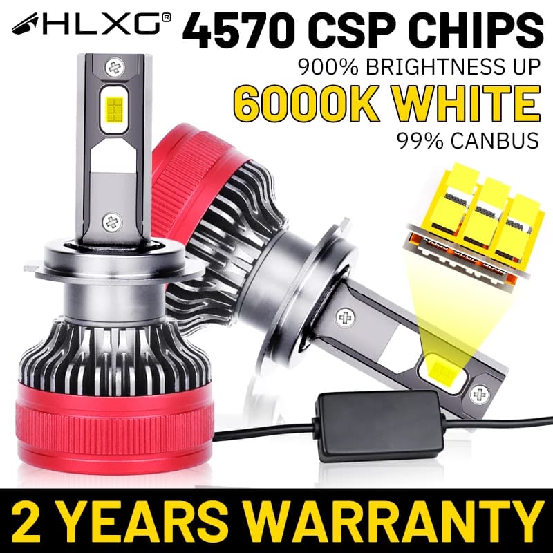 HLXG H7 H4 LED 4570 CSP Chip Faro per auto CANBUS H11 9012 H1 H8 H9 9005 HB3 9006 HB4 HIR2 Turbo Auto Faro 6000K Potente