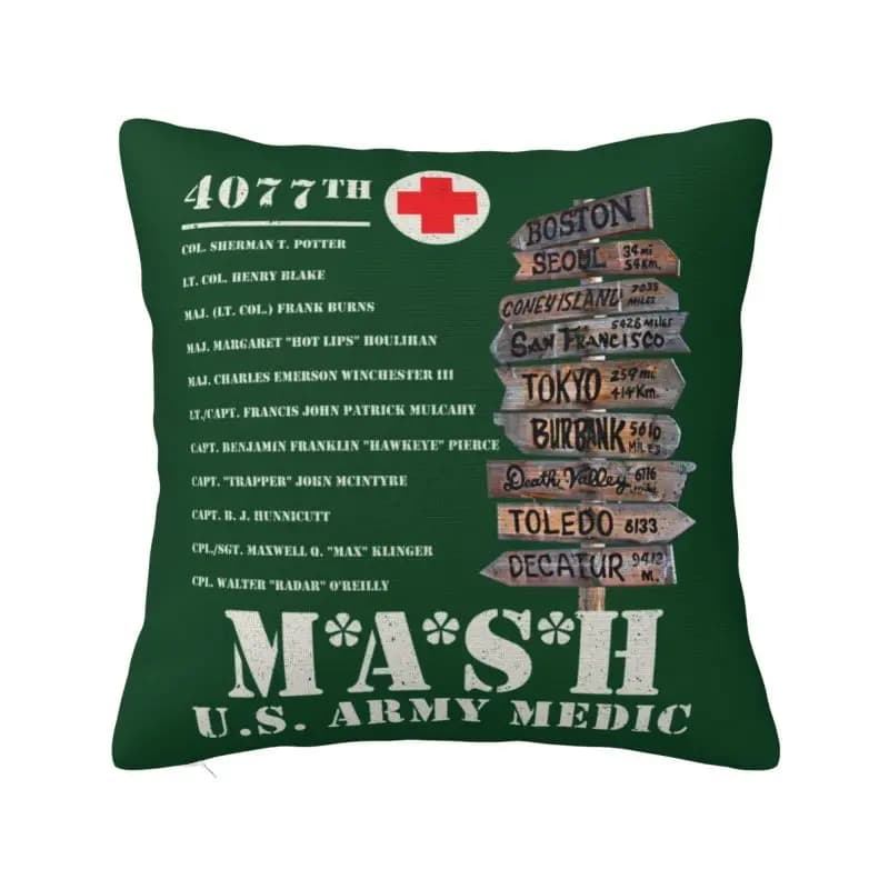 Federa quadrata con cuscino per sedia carina per la casa personalizzata MASH 4077th Signpost