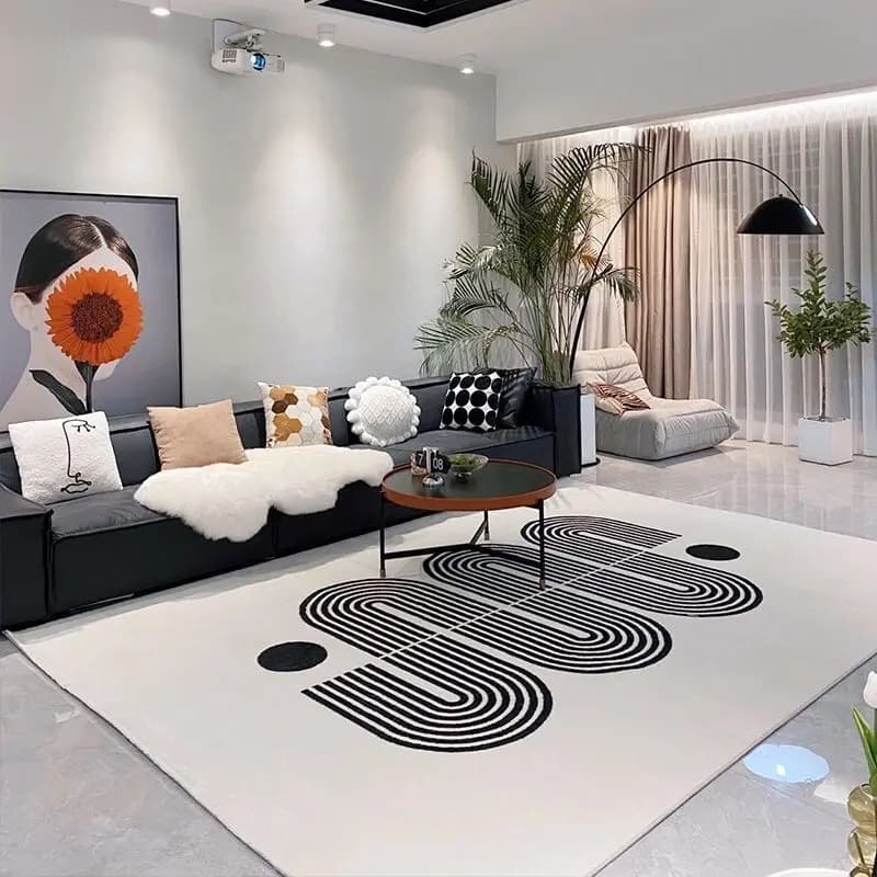 Ins Modern Abstract Style Living Room Coffee Tables Mat Antiskid Washable Bedroom Home Carpet Decoration Study Soft Fluffy Rug