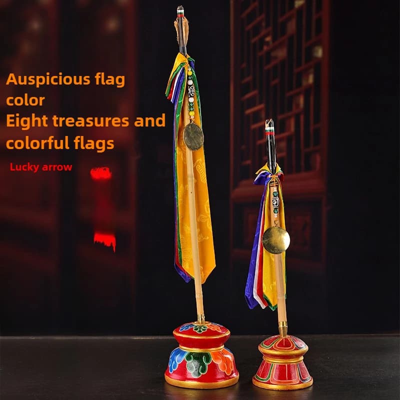 Bandiera di preghiera di buon auspicio del Nepal con freccia Banner buddista tibetano a cinque colori per ricchezza e fortuna