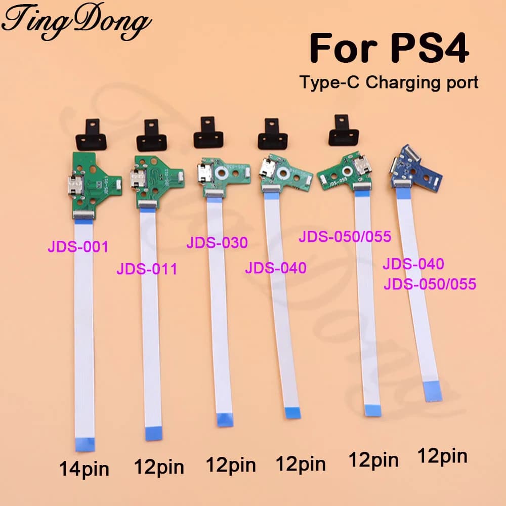 1Set dati USB tipo C porta di ricarica per controller Sony PS4 JDS-001 011 030 040 055 con cavo di collegamento 12 pin 14 pin