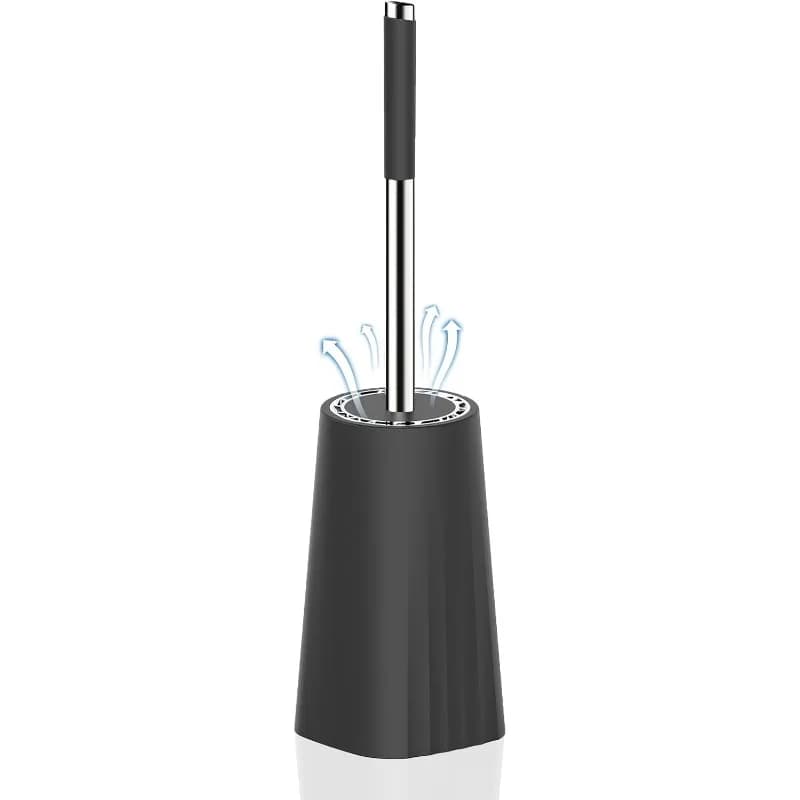 Toilet Brush, Compact Size Toilet Bowl Brush and Holder Toilet Brushes for Bathroom with Stainless Steel Handle Toilet Cleaner Brush with Durable Scrubbing Bristles, Splash-Proof
