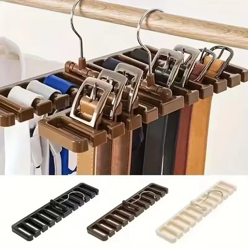Organizzatore appendiabiti da 5-30 pezzi per cravatte, cinture e sciarpe, con 10 slot per carte, gancio portaoggetti per armadio e camera da letto