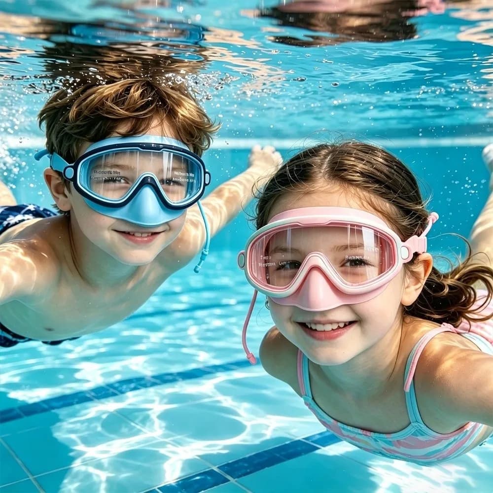 Fashion Anti-Fog Kids Swim Goggles HD View Leak-proof Swim Goggles Cap Set UV Protection Professional Diving Eyewear Racing Swim