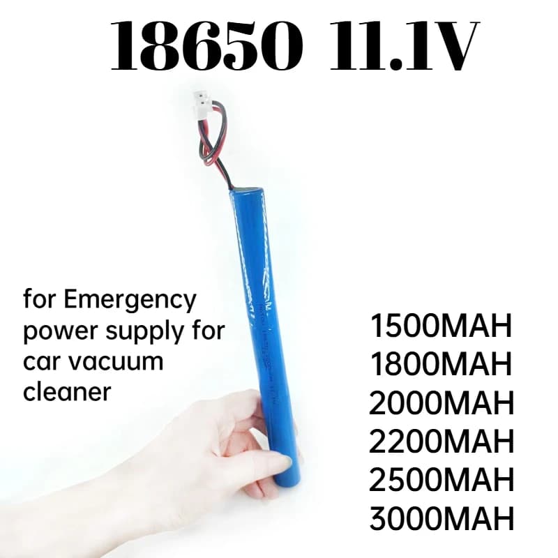Batteria al litio 18650 da 11,1 V a forma di bastone, batteria ricaricabile agli ioni di litio per aspirapolvere per auto Alimentatore di emergenza portatile