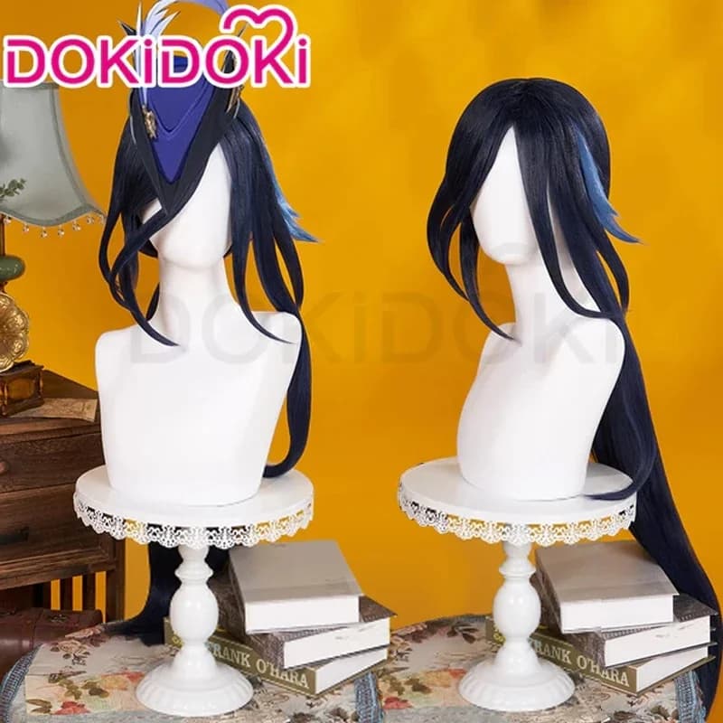 20262026 122026 11IN STOCK Game Genshin Impact DokiDoki Women Blue Long Hair Clorinde Wig Cosplay Earrings Free Wi