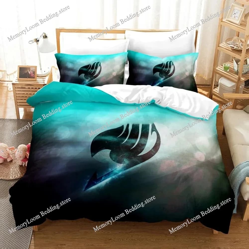 3D Print Anime Fairy Tail Logo Natsu Bedding Set Boys Girls Twin Queen Size Duvet Cover Pillowcase Bed Kids Adult Home Textiles