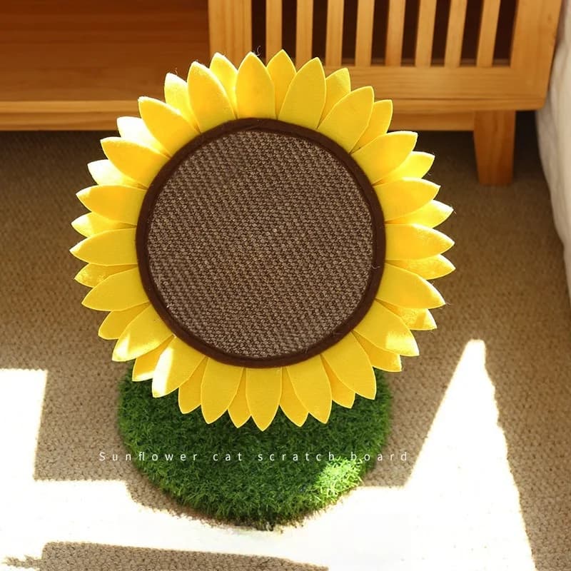 Sunflower Shape Sisal Cat Scratching Board, Durable Claw Grinding Pad with Strong Base, Cute Interactive Toy for Indoor Kittens
