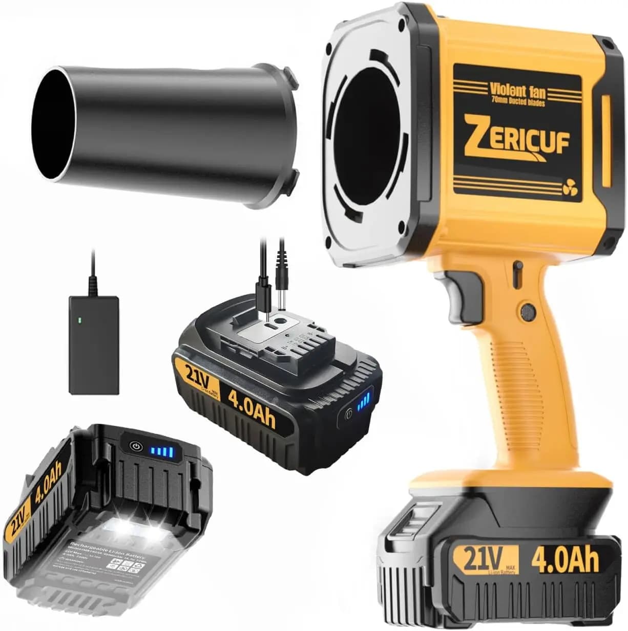 Wireless Foil Blower with 2 Batteries and Charger, Electric Blower 21V 180MPH for Garden Cleaning and Car Washing
