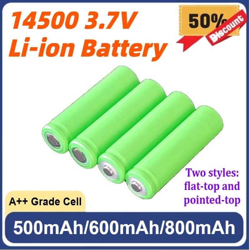 Lithium battery 14500, 3.7 V, 600 mAh rechargeable, suitable for mouse, electronic toys, small fan, electric toothbrush, razor,