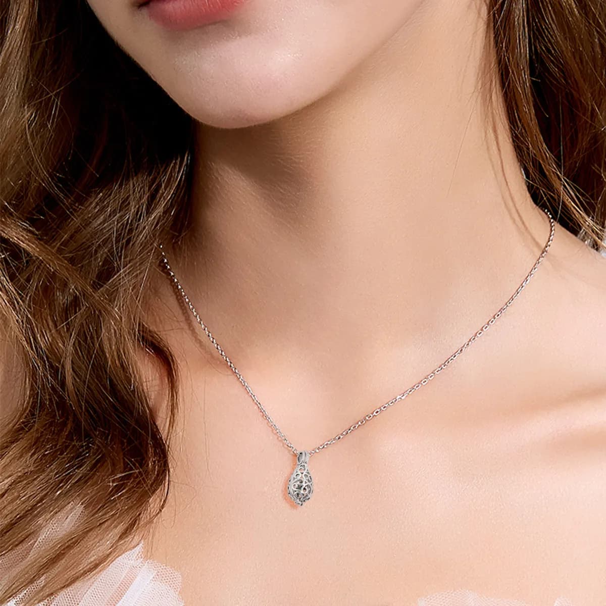 1 Piece Drilled Shape Pendant for Aromi Diffuser Necklace, for Cotton Balls and Flavored Stones, Silver Fashion Jewelry