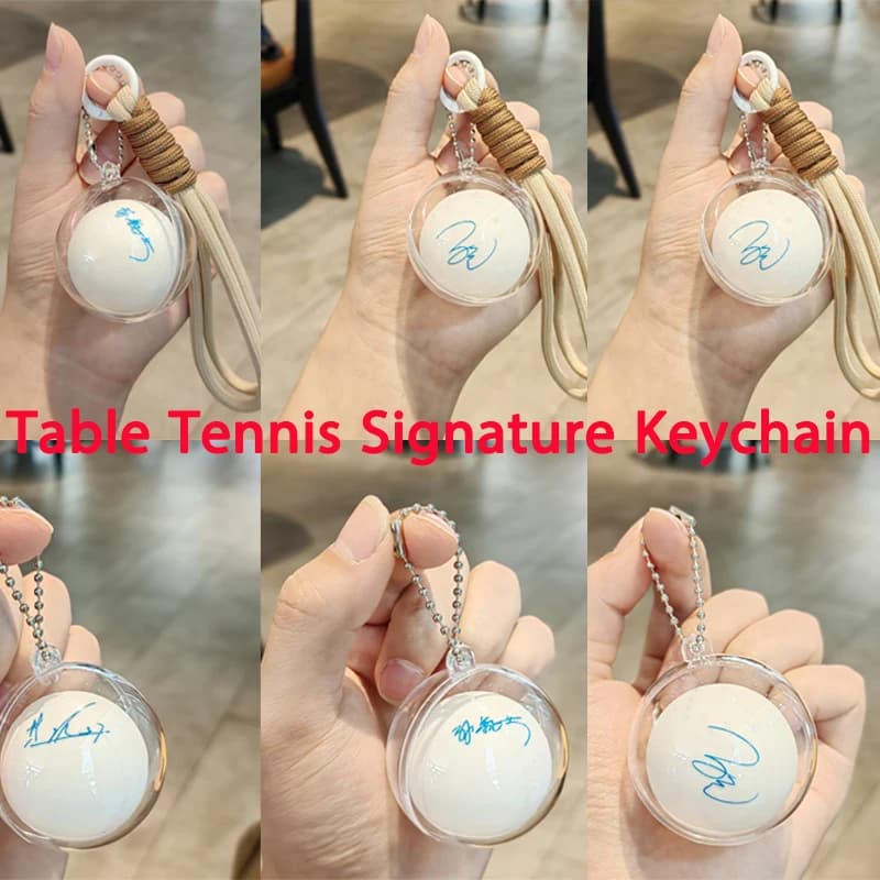 Portachiavi con Firma di Ma Long e Sun Yingsha, Ciondolo Piccolo di Wang Chuqin e Xu Xin, Accessori per Borse e Zaini da Tennis da Tavolo
