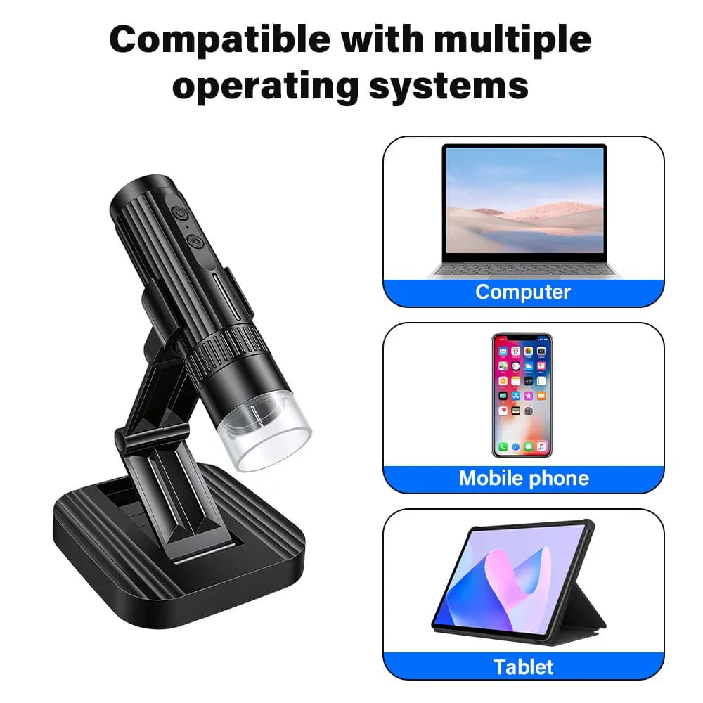 Nuovo Microscopio Portatile 1080P HD con Telecamera di Ispezione, Endoscopio con Supporto Regolabile e Luci LED, Microscopio Wireless