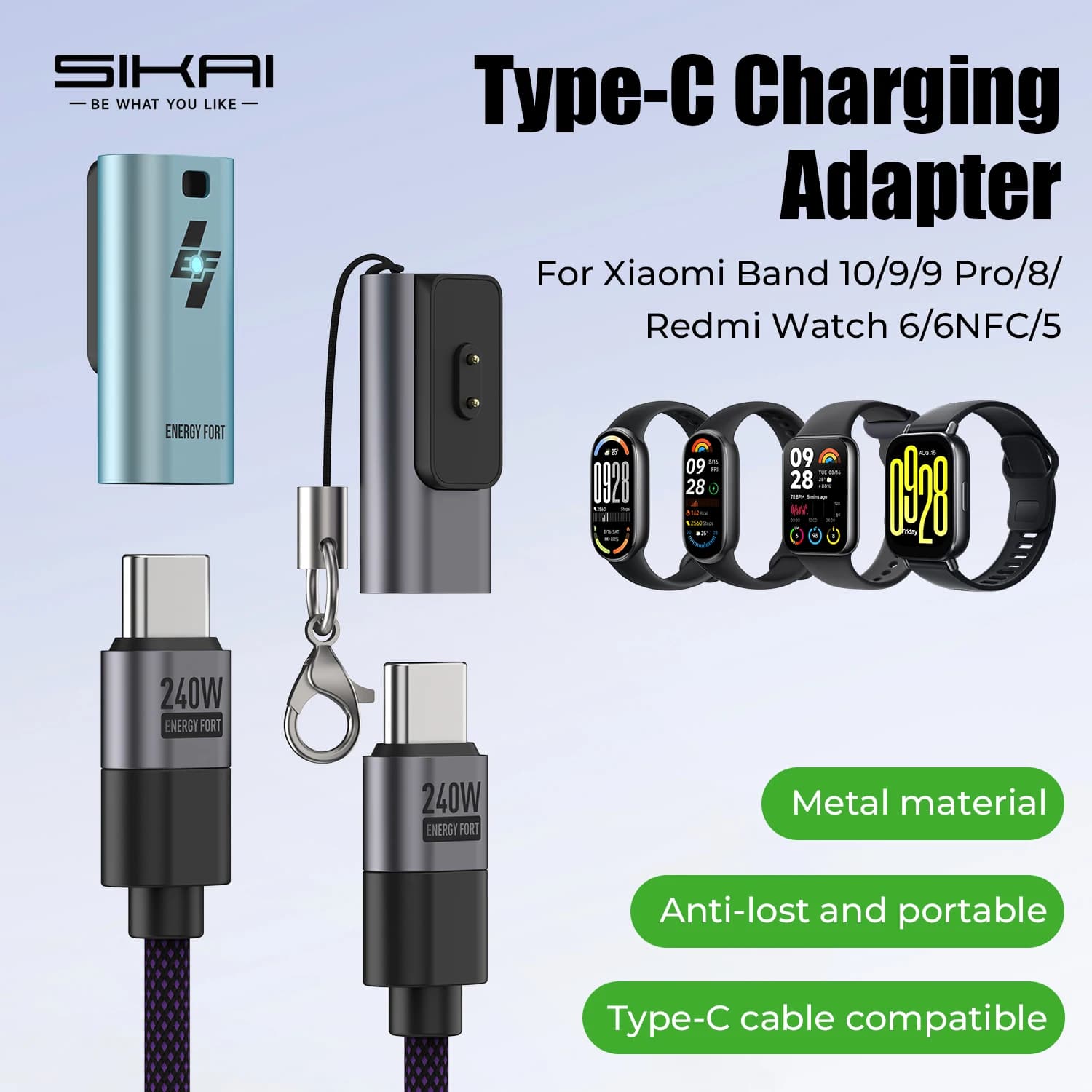 Charger Adapter for Watch USB-C Charging Connector Xiaomi Xiaomi Band 10/9/8 Redmi Watch 5/4