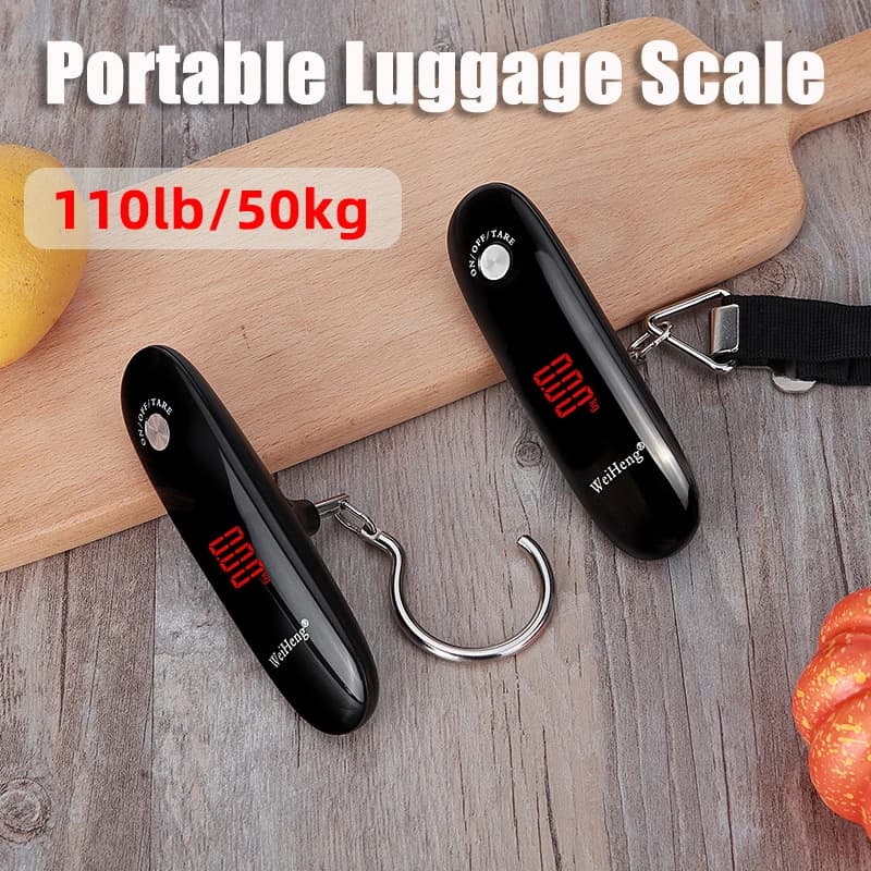Bilancia Digitale Portatile per Valigie con Retroilluminazione, 110lb/50kg, Bilancia Manuale per Peso Bagagli da Viaggio