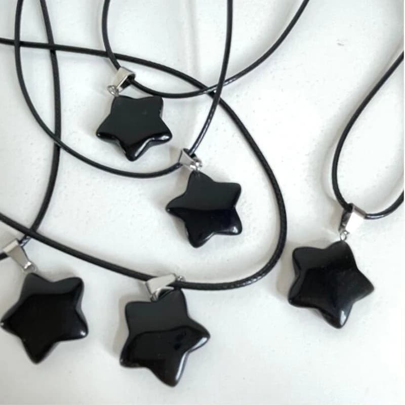 Collana con Pendente a Stella Pentagramma in Cristallo, Pietra Naturale Sacra Curativa per Donne e Ragazze, Cristallo per Guarigione