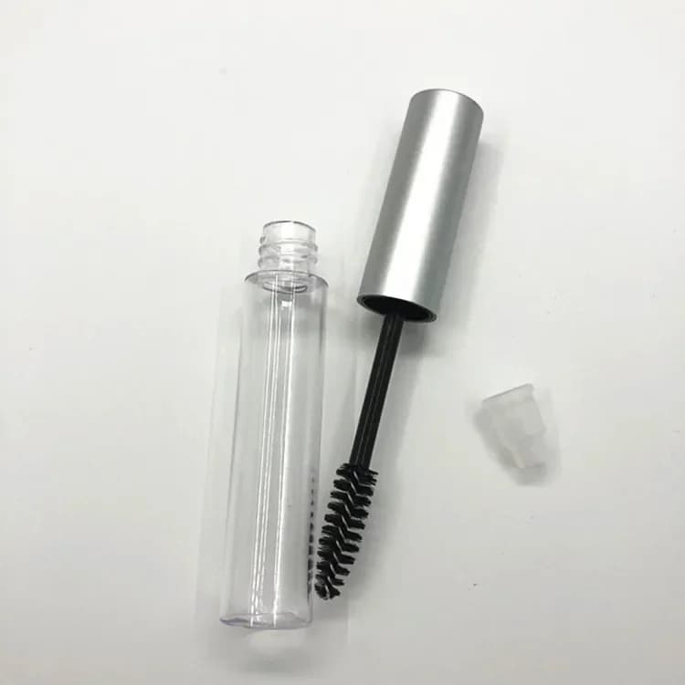 Hot 10ml Bottiglia vuota portatile Tubo per ciglia nere Mascara Crema Fiala/Contenitore Alla moda con coperchio in argento Bottiglie riutilizzabili