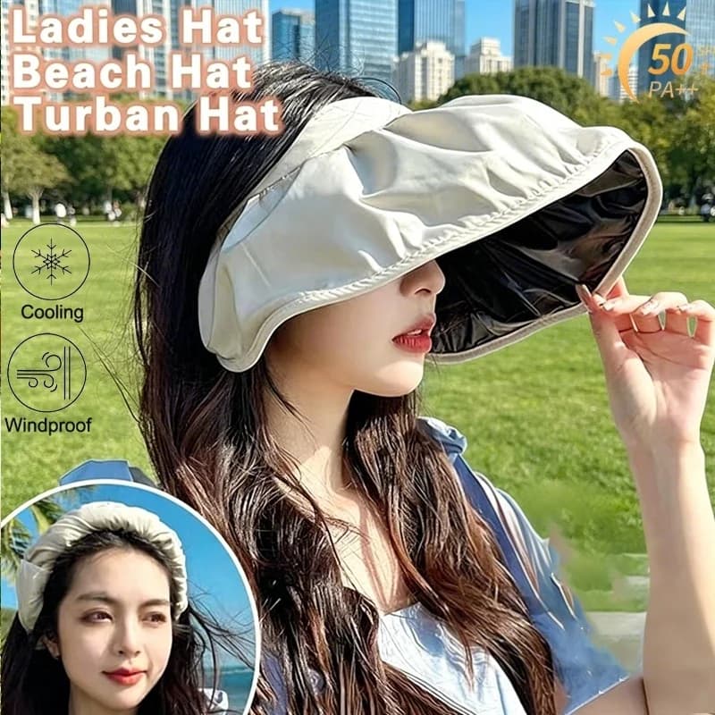 Cappello da Sole a Tesa Larga con Protezione UV per Donna, Cappello da Spiaggia Estivo con Fascia per Capelli, Cappello da Sole Multifunzione per Giardinaggio e Pesca