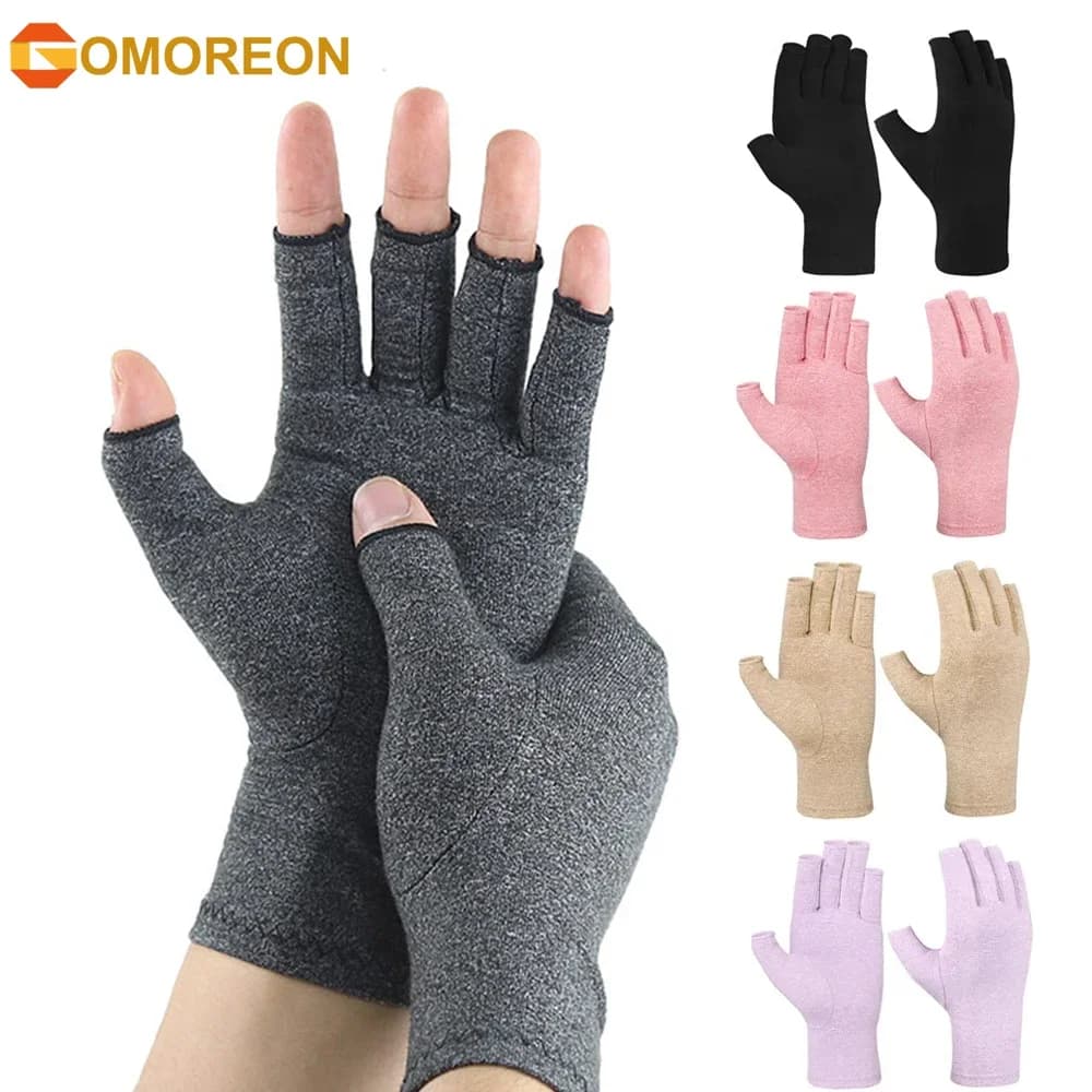 GOMOREON 1 paio di guanti per artrite donna uomo, tunnel carpale, reumatiod, tendinite, guanti senza dita per compressione del pollice della mano