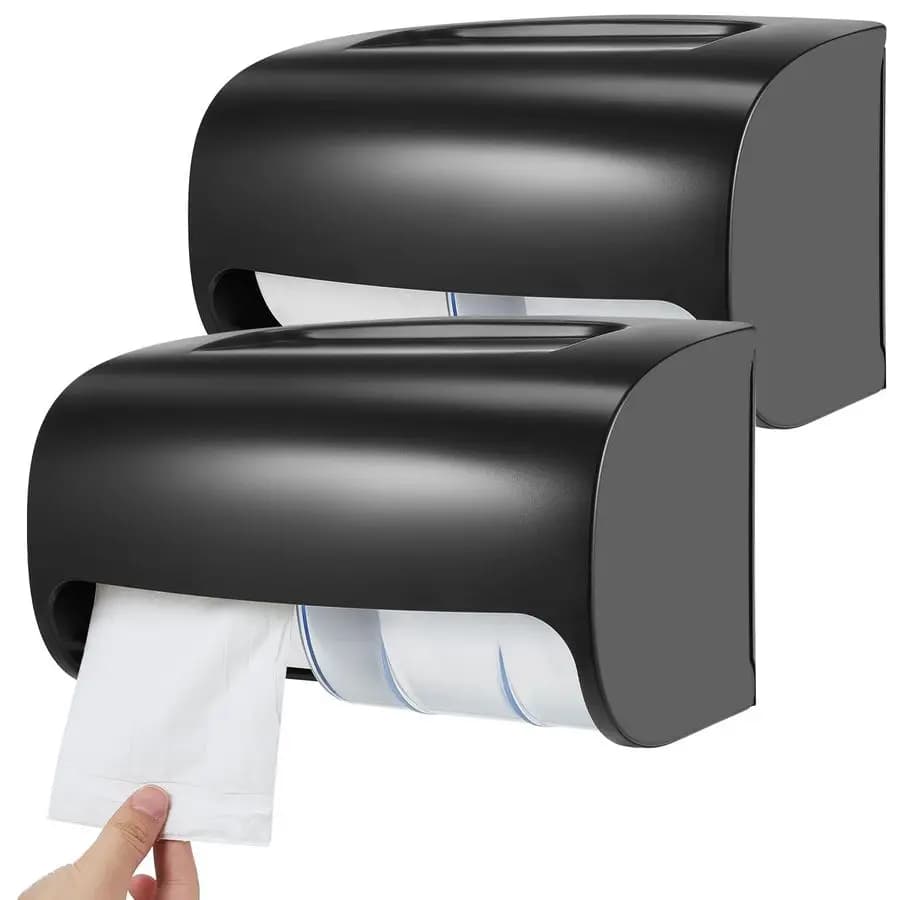 Dispenser di carta igienica commerciale da 2 pezzi compatto 2 rotoli lato laterale coreless con chiusura porta carta igienica supporto da parete per pipistrello