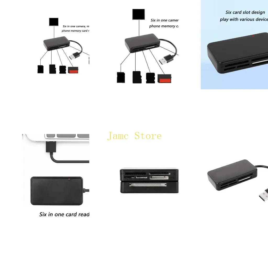 LX0B Lettore schede memoria 6 in 1 Lettore schede USB per adattatore per lettore schede MS per laptop