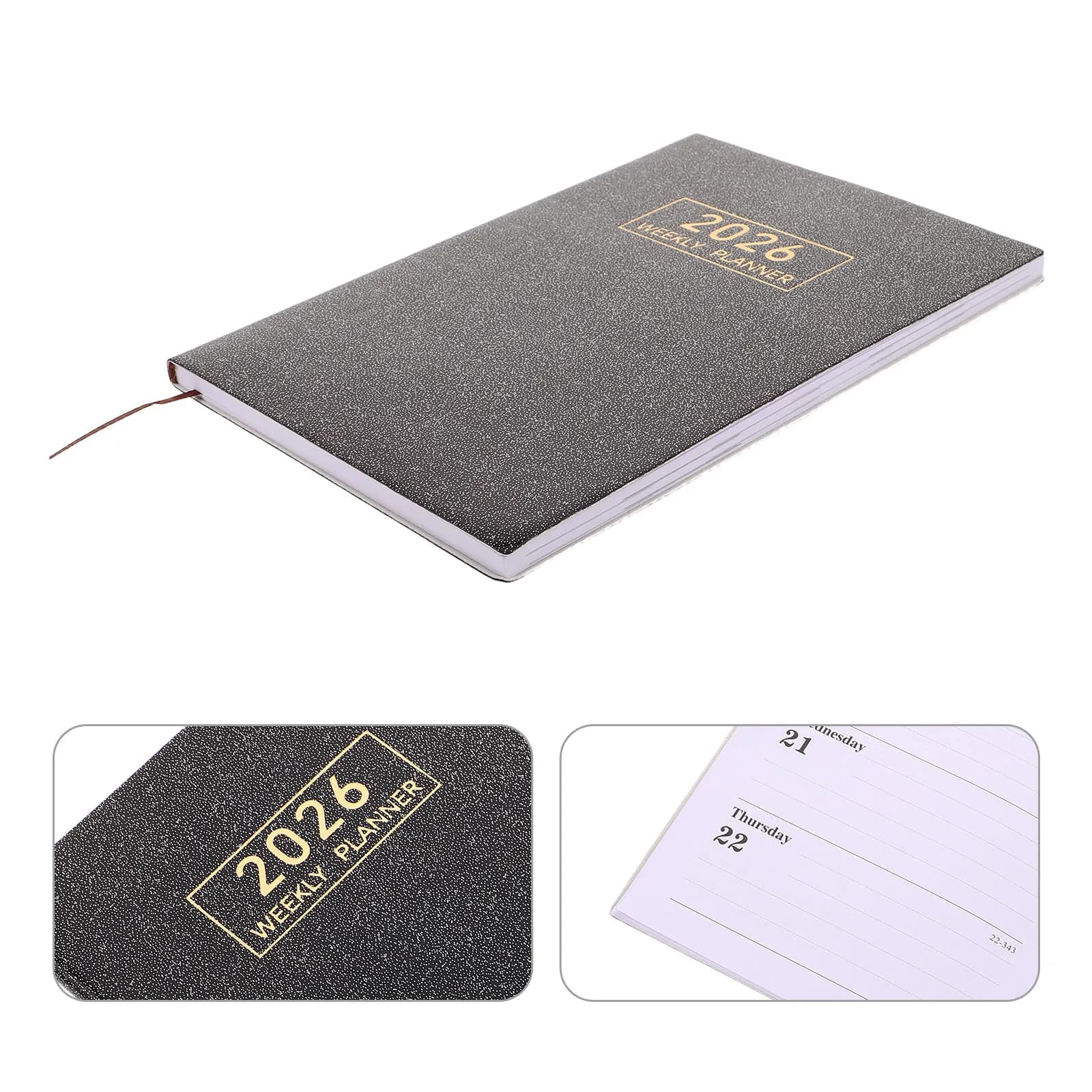 2026 A5 English Planner Notebook Holographic Cover Smooth Paper Portable Time Management Tool Academic Work Travel Journal