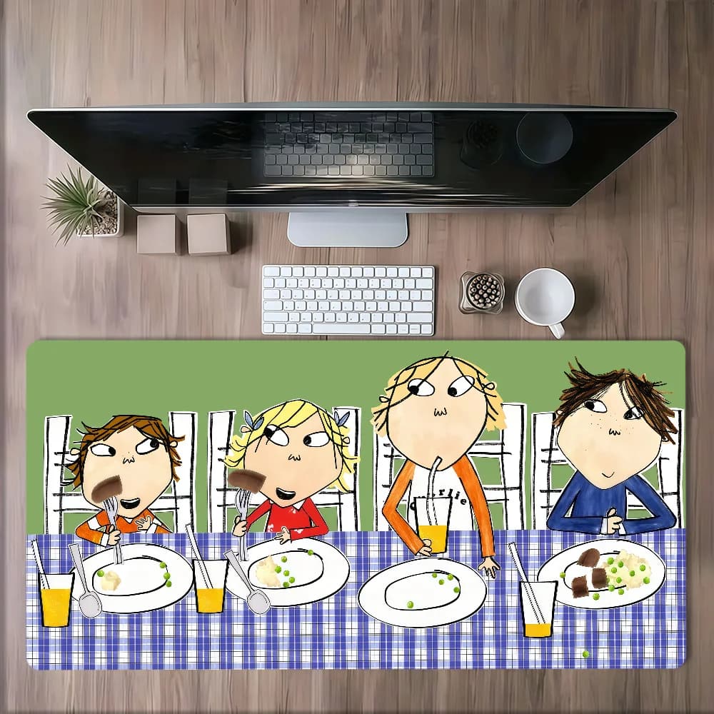 Tappetino per Mouse Cartoon Carino e Divertente con C-charlie e L-lola, Antiscivolo con Bordi Rinforzati, Spesso, Grande per Gaming, Ufficio e Studenti