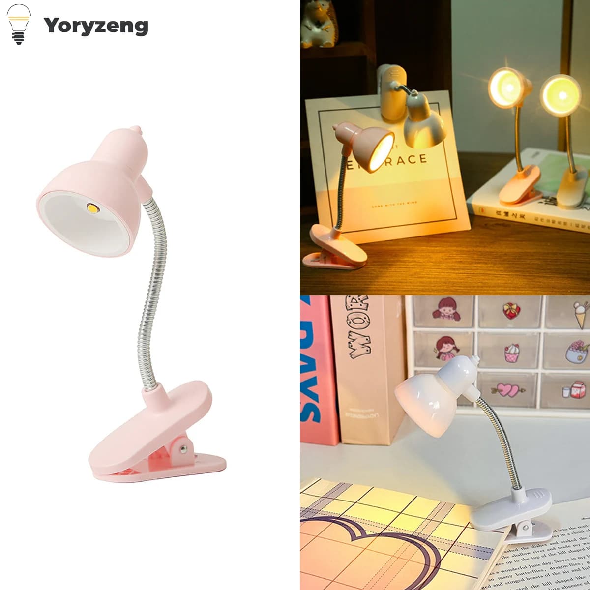 Mini lampada da libro a LED con morsetto Lampada da scrivania con clip ad angolo regolabile bianco morbido Luci alimentate a batteria per camera da letto Ragazza Bambino Bambini