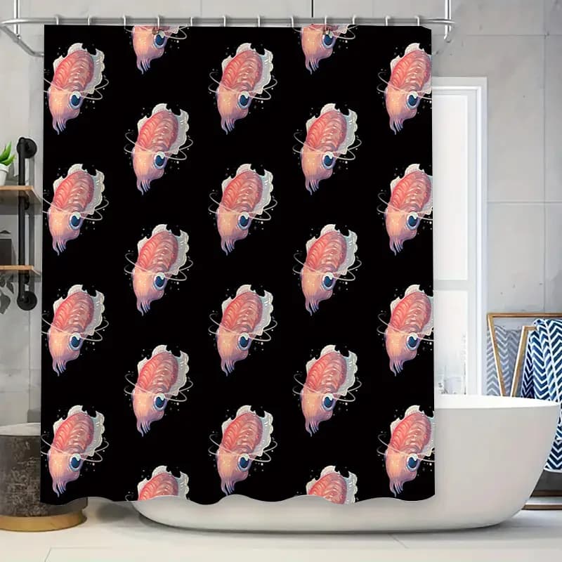 Tenda da doccia con gamberetti carini Anime Frutti di mare Decorazioni per il bagno Tessuto impermeabile Fodera lavabile Decorazione per la casa Arazzo appeso a parete