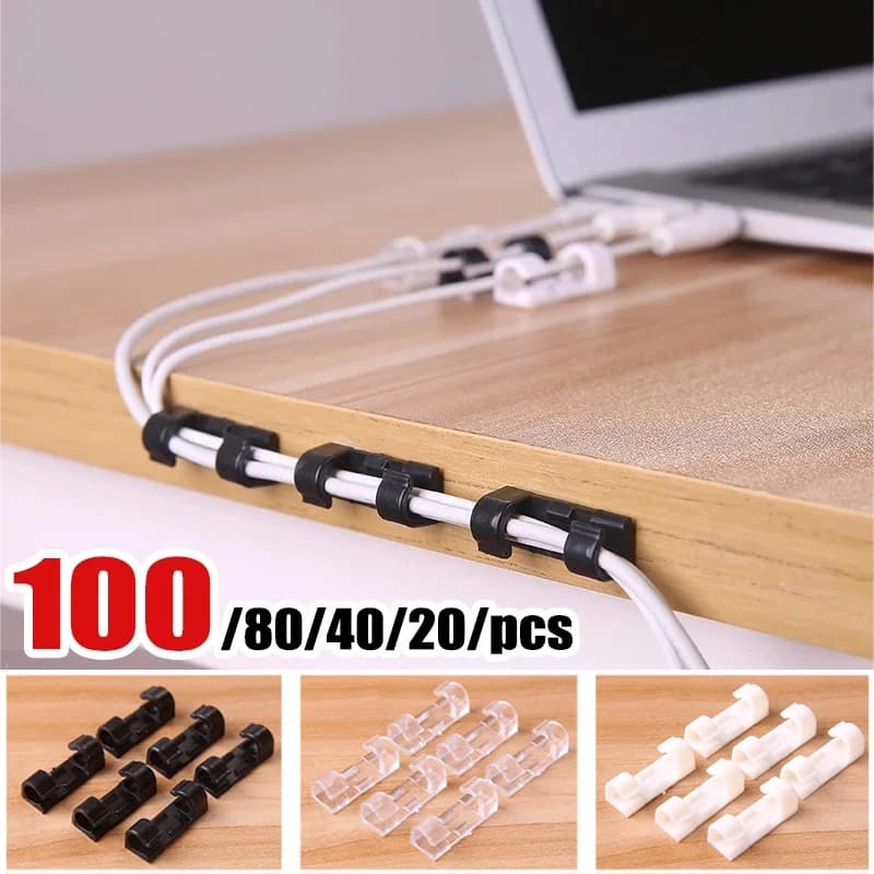 100/80/40/20 Pz Organizzatore di cavi Pinze Morsetto per filo autoadesivo Supporto per cavo Desktop Wire Manager Ricarica USB Linea dati Avvolgitore