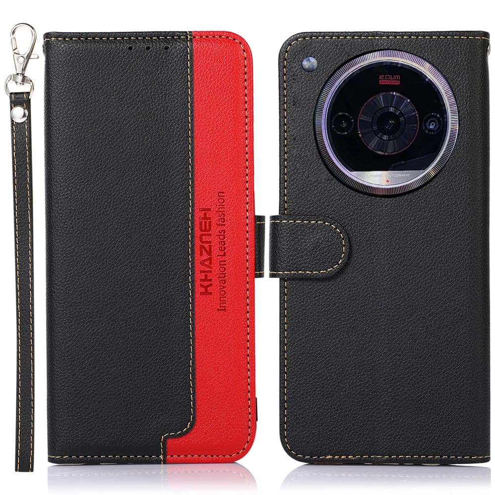 Custodia a portafoglio in pelle bicolore con chiusura magnetica e slot per carte RFID per ZTE Nubia Focus 2 Ultra Pro, anti-caduta