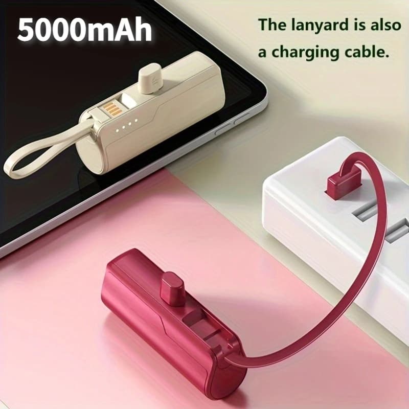 Power Bank di emergenza ricaricabile da 5000 mAh con USB-C e Micro USB per IPhone 15/15 Plus/15 Pro/15 Pro Max/iPad Pro/Samsung