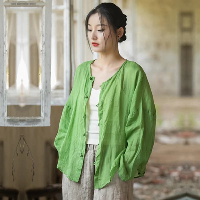 Women's Top T-Shirts and Shirts Vintage Cotton and Linen T-Shirt Long Sleeved T-Shirts Oversize Women's Clothing Overcocat