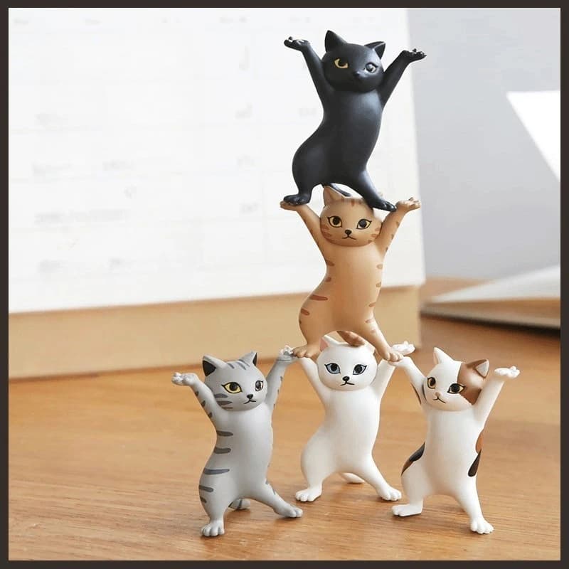 Sinuous Cat Pen Holder Supporto per cuffie Divertente regalo a tema felino Regalo di compleanno Figurina di animali in plastica Decorazione della casa Artigianato
