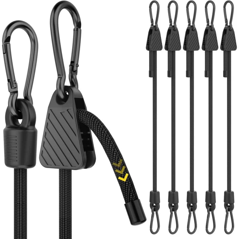 2/4Pcs Adjustable Bungee Jump Rope with Hooks 24‑48in Elastic Strap for Luggage Cargo Camping Bike Racks Tent