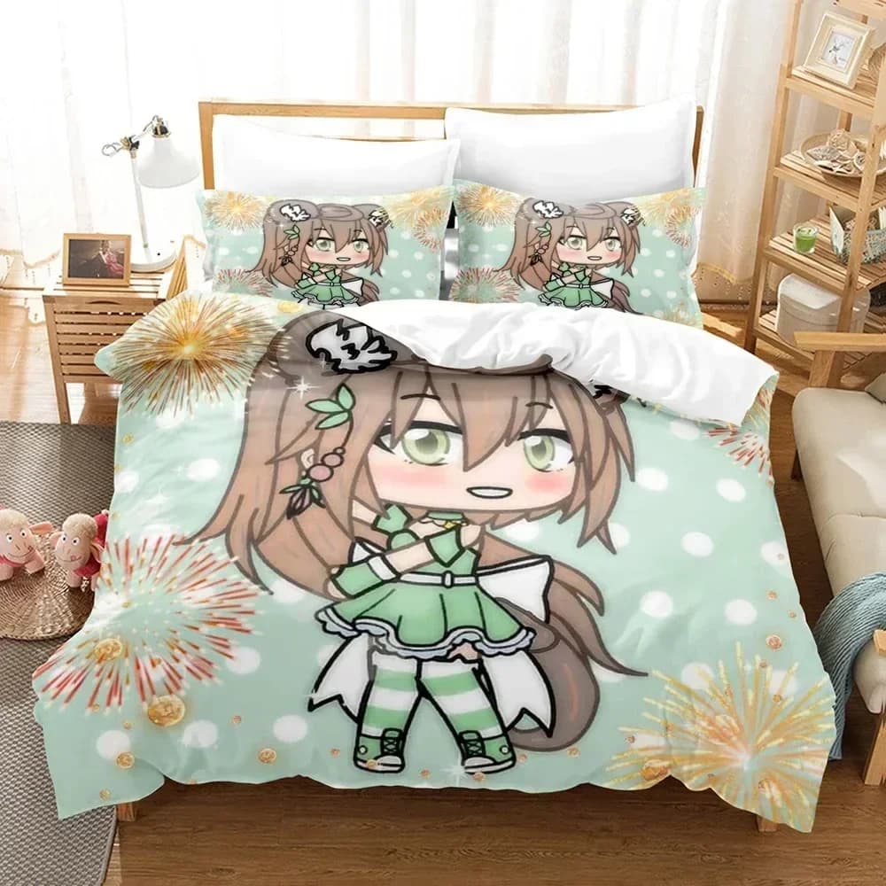 3D Anime The Gacha Girl Printed Bed Set Duvet Cover Pillowcase Bedding Set Bed Linen Sheet Quilt Cover Full Queen King Size