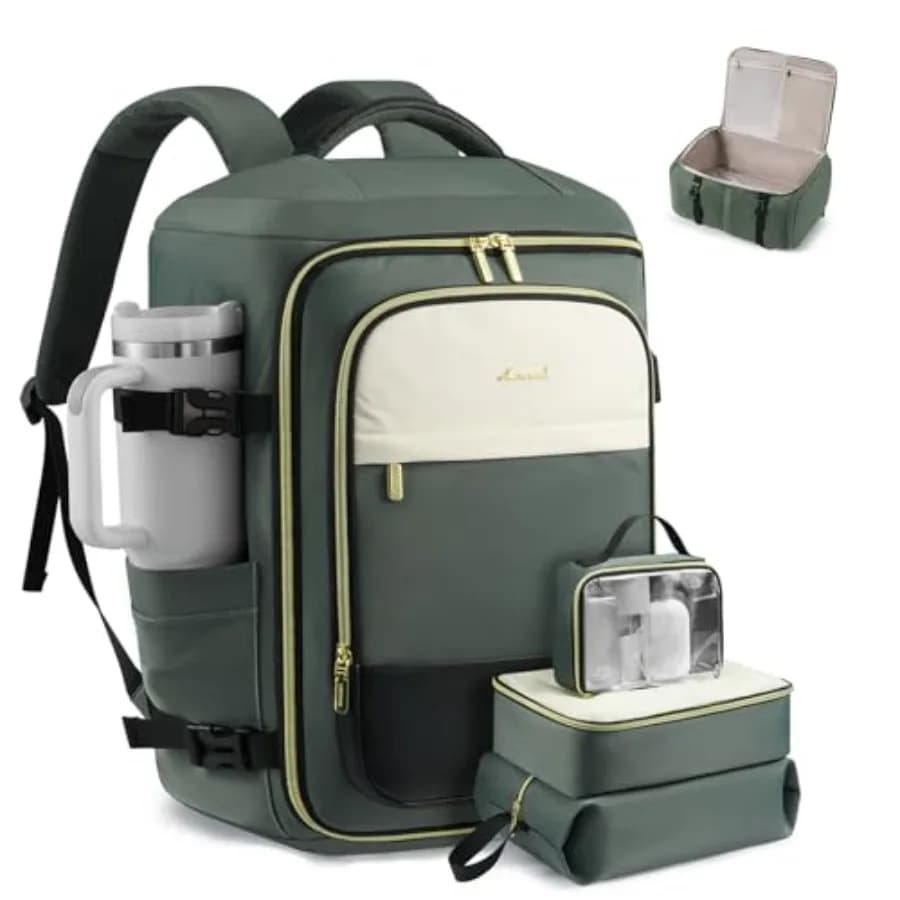 Zaino da Viaggio 40L Approvato per il Trasporto in Cabina, Borsa per Oggetti Personali con 3 Cubi Organizzatori, Zaino da Viaggio per Donne Adatto a Laptop da 17 Pollici