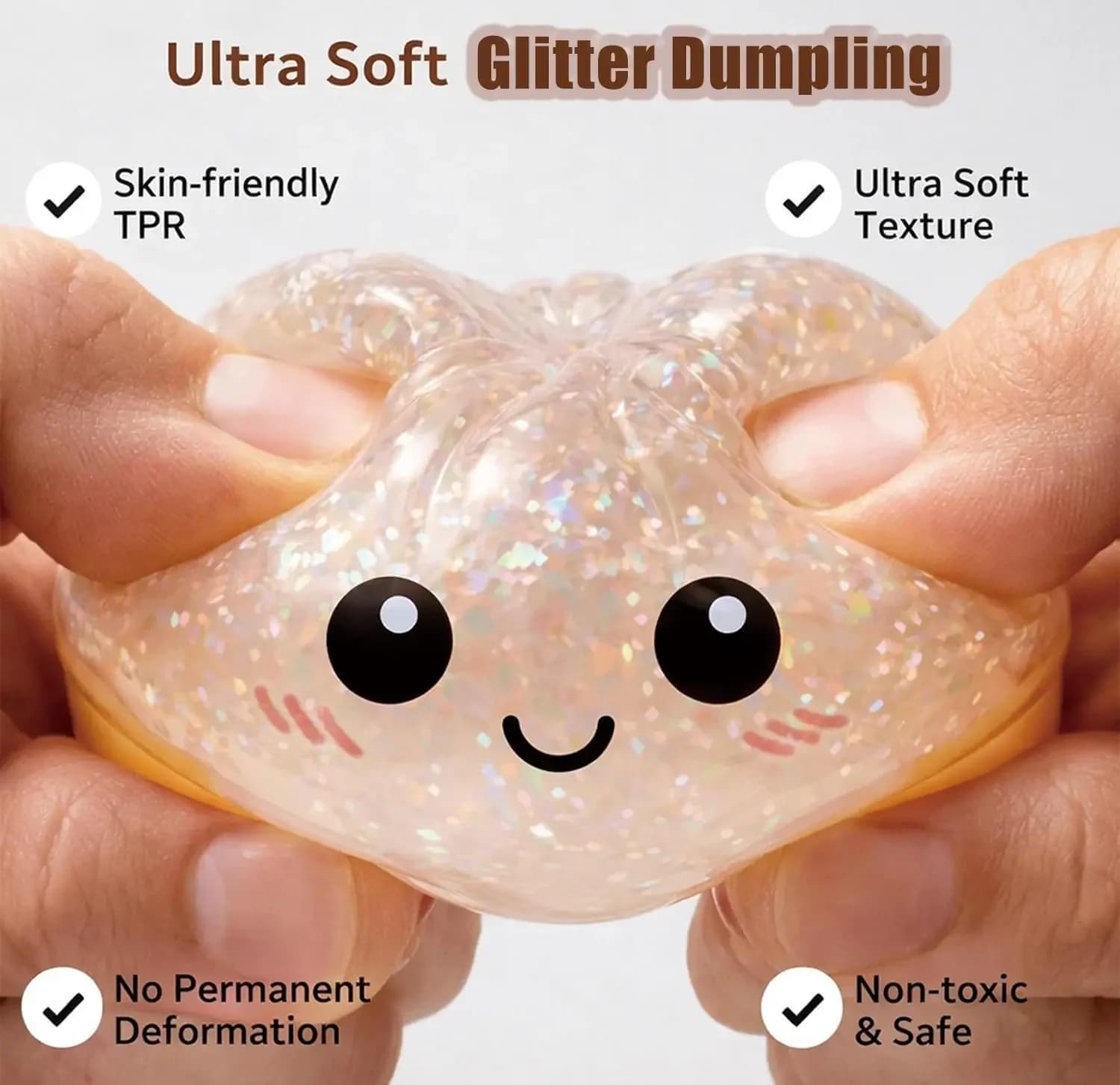 Dumpling Squishy Glitter Antistress Morbido Giocattolo Sensoriale da Spremere, Scatola Misteriosa di Dumpling Squishy per Bambini Pasqua